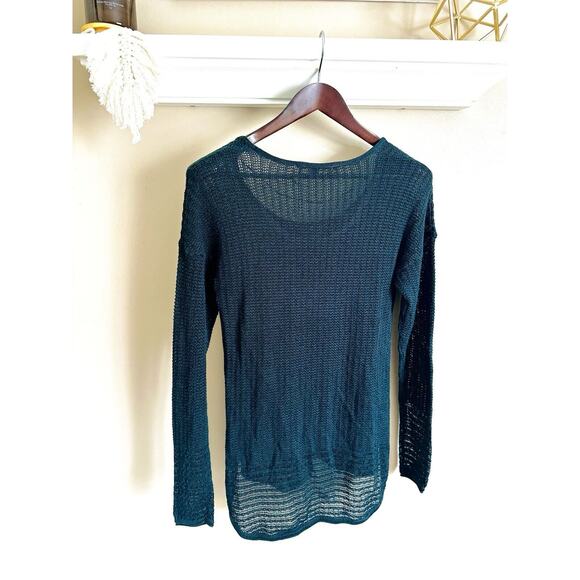 NWT WOMAN'S SIMPLY VERA VERA WANG LONG SLEEVE CROCHET BLACK TUNIC TOP MEDIUM - Picture 4 of 4